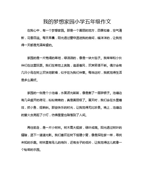 我的梦想家园小学五年级作文