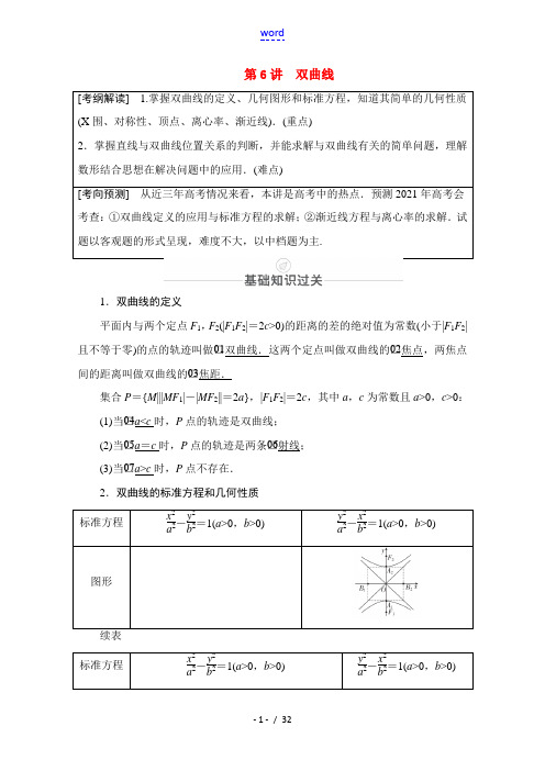 高考数学一轮复习 第8章 平面解析几何 第6讲 双曲线创新教学案(含解析)新人教版-新人教版高三全册