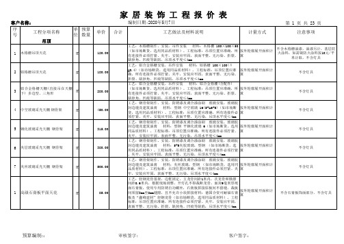 家装预算表