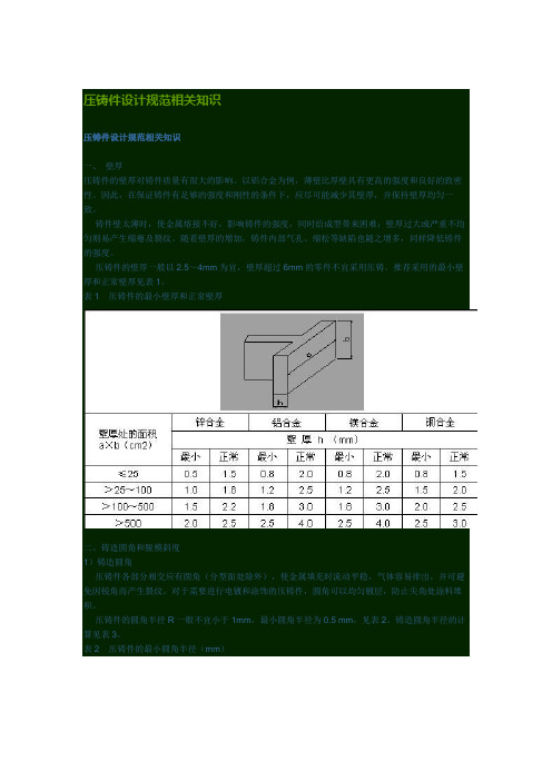 压铸件设计规范