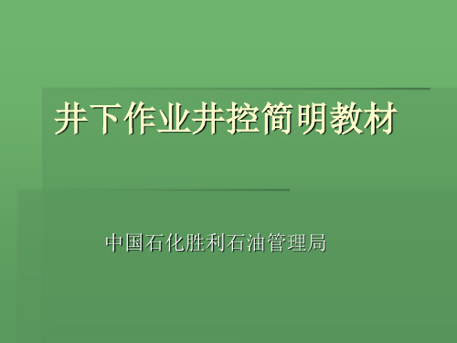 井下作业井控简明教材