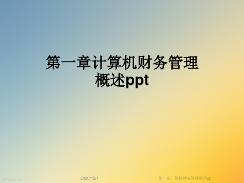 第一章计算机财务管理概述ppt