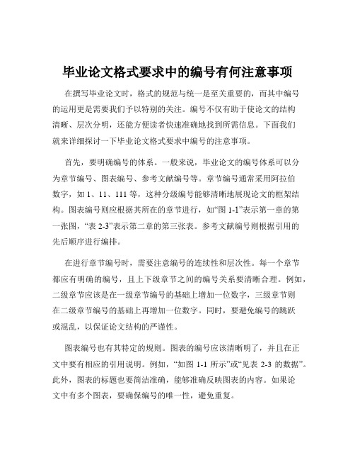 毕业论文格式要求中的编号有何注意事项