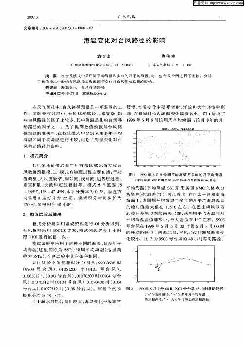 海温变化对台风路径的影响