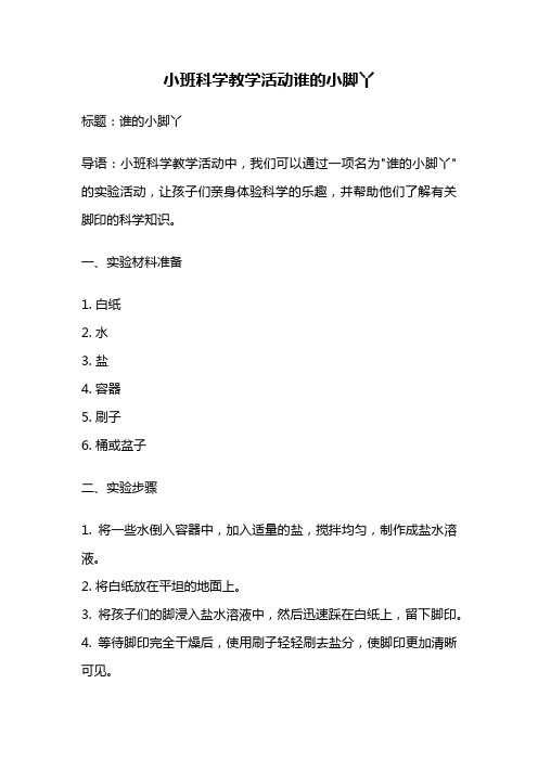 小班科学教学活动谁的小脚丫