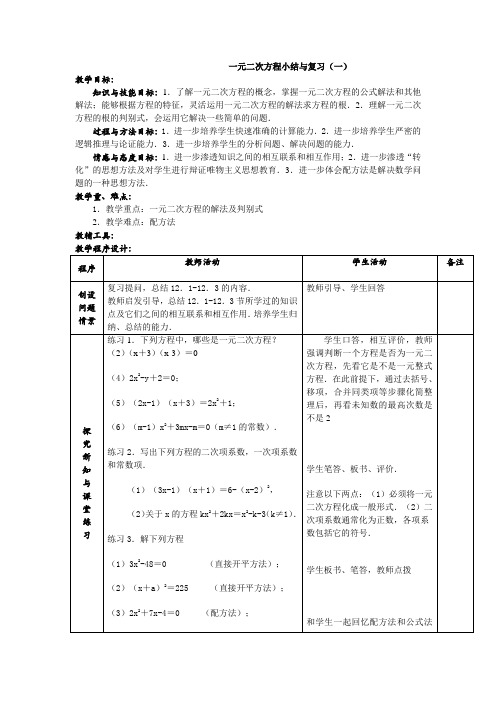 一元二次方程小结与复习