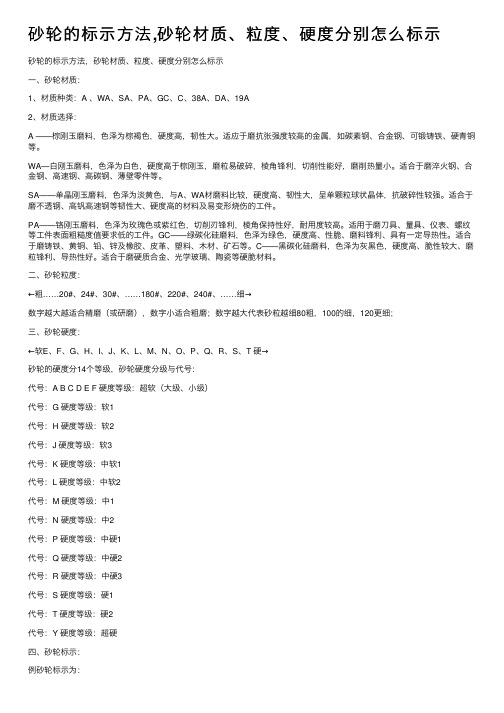 砂轮的标示方法,砂轮材质、粒度、硬度分别怎么标示