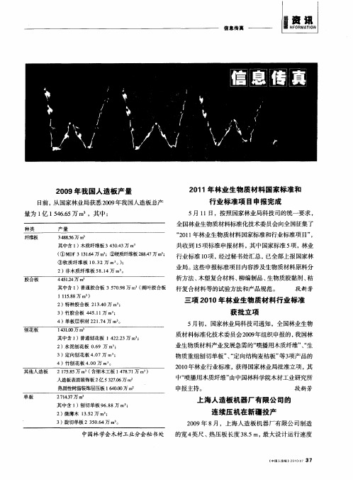 2009年我国人造板产量