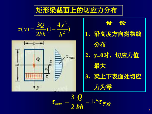 矩形梁截面上的切应力分布