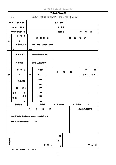 水利水电工程施工全表格2016最新