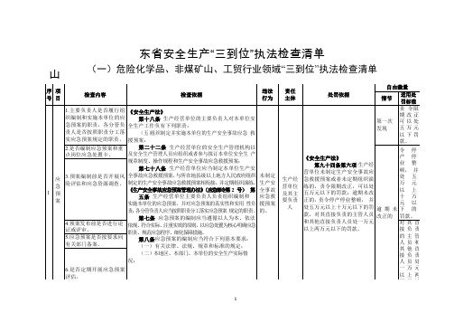 山东省安全生产“三到位”执法检查清单