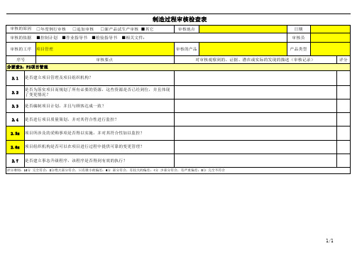 VDA6.3 最新2016版过程审核检查表