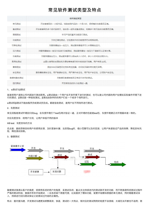 常见软件测试类型及特点