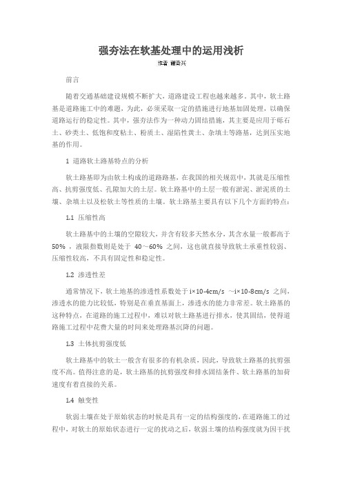 强夯法在软基处理中的运用浅析