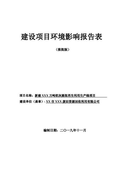 铝灰提取再生利用生产线建设项目环境影响报告