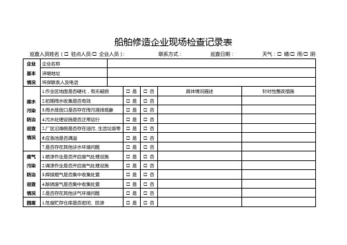 船舶修造企业现场检查记录表