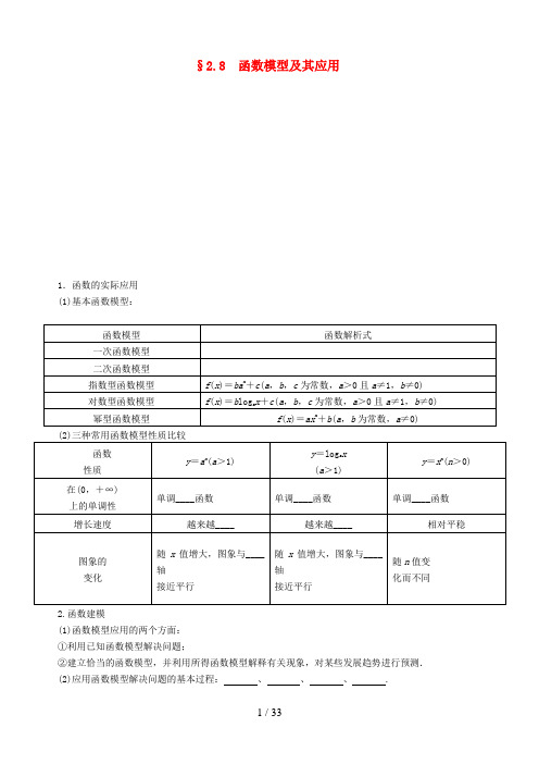 (新课标)高考数学一轮复习第二章函数的概念、基本初等函数(Ⅰ)及函数的应用2.8函数模型及其应用习题理