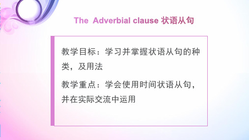 人教高中英语必修1Unit1状语从句(共15张PPT)