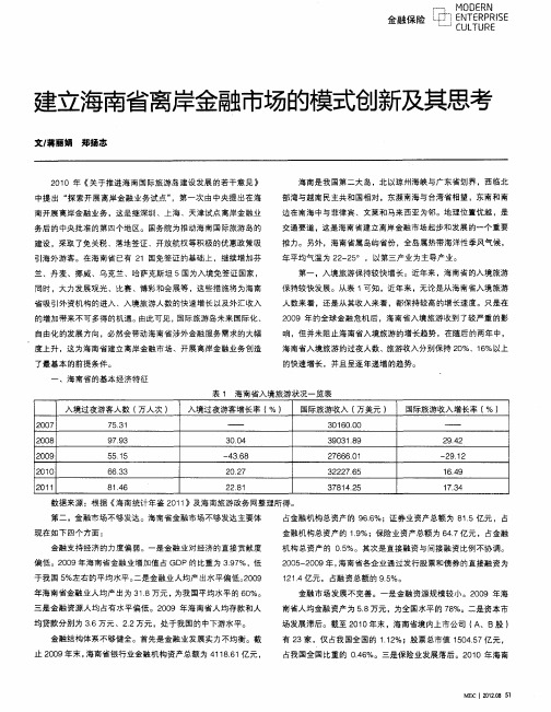 建立海南省离岸金融市场的模式创新及其思考