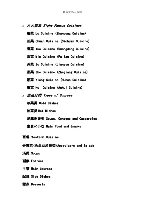 中国菜名标准英文翻译