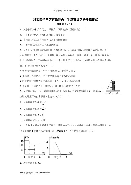 河北省安平县安平中学高一物理寒假作业14(实验班)