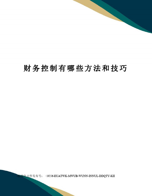 财务控制有哪些方法和技巧