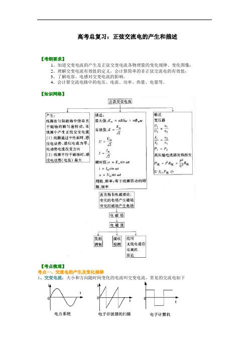 高中物理总复习之知识讲解 正弦交流电的产生和描述(基础)