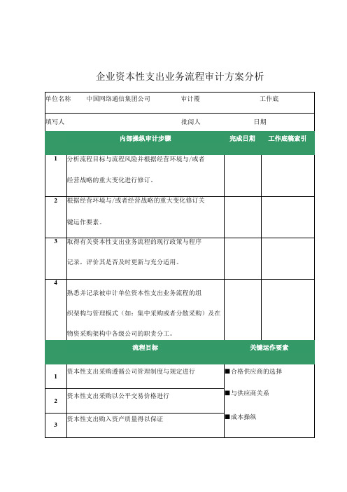 企业资本性支出业务流程审计方案分析