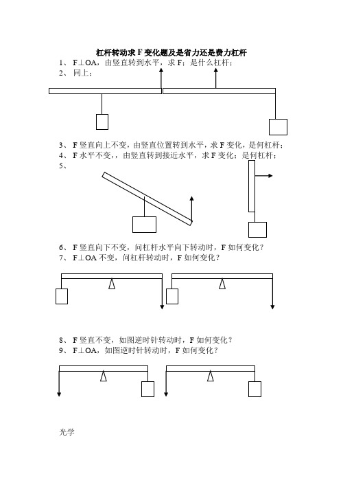 杠杆转动求F变化题及是省力还是费力杠杆