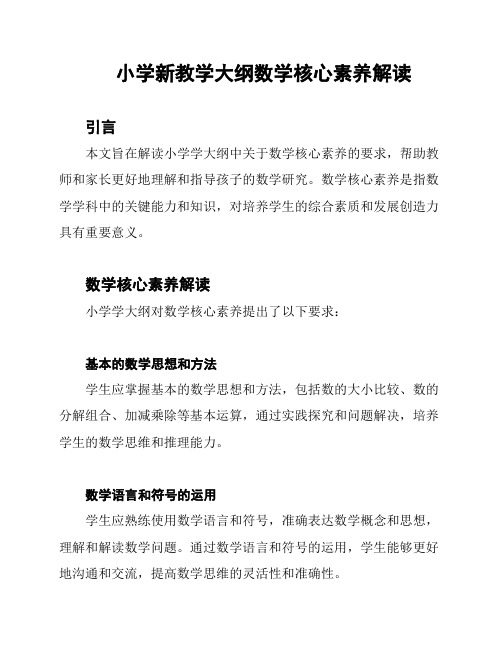 小学新教学大纲数学核心素养解读