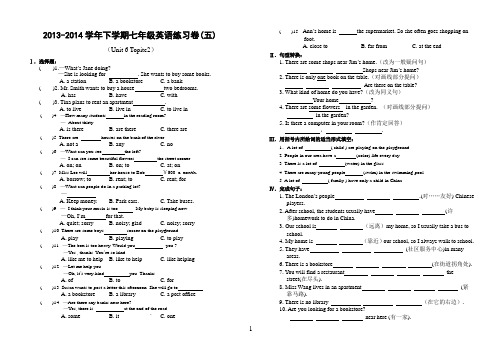 2013-2014学年下学期七年级英语练习卷(五)