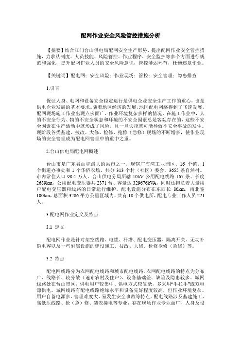 配网作业安全风险管控措施分析