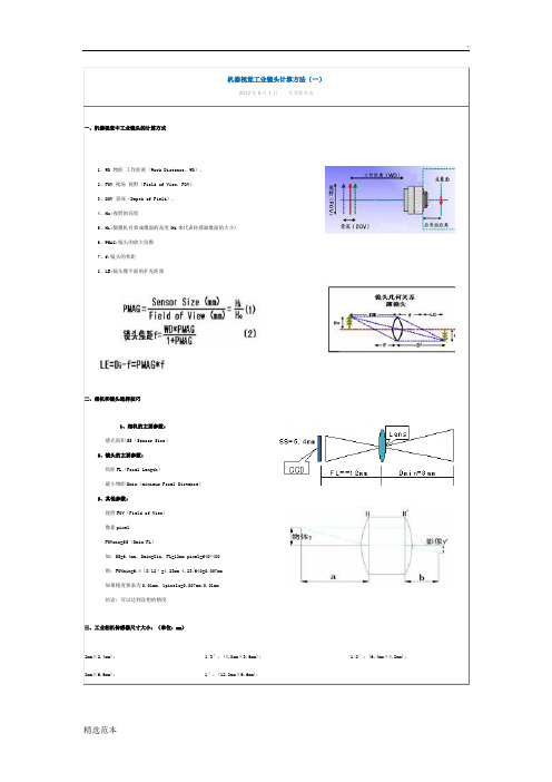 机器视觉工业镜头计算方法