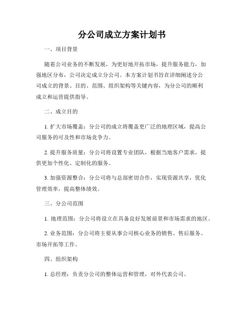 分公司成立方案计划书