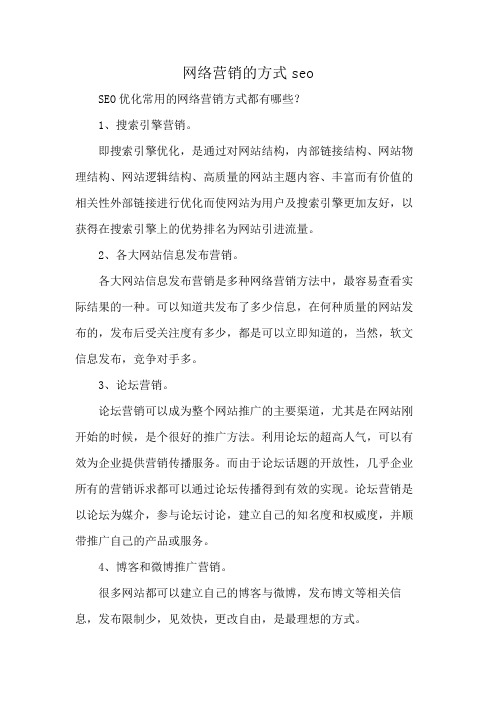 网络营销的方式seo