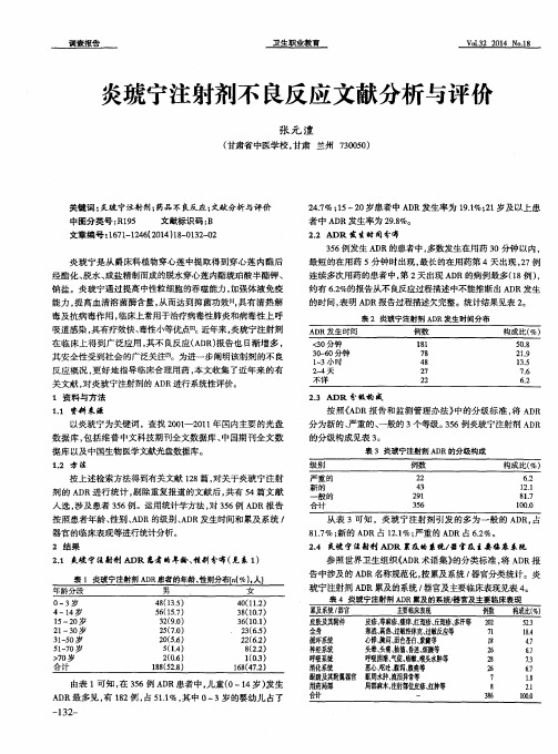 炎琥宁注射剂不良反应文献分析与评价