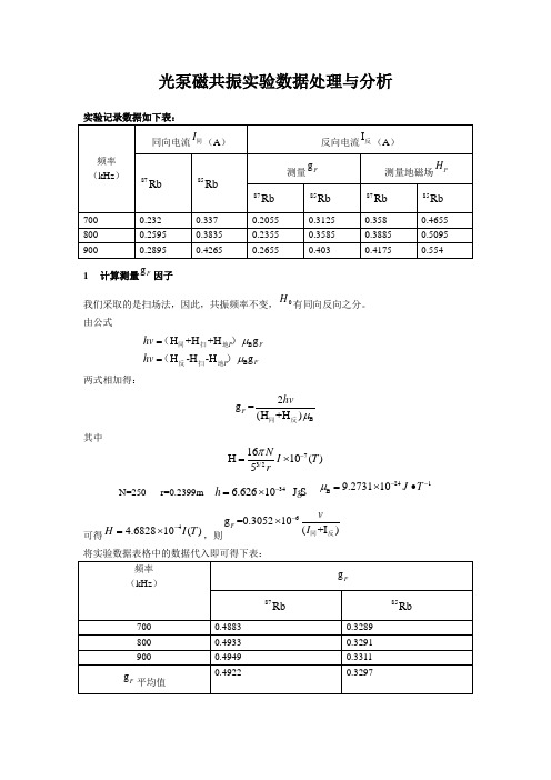 光泵磁共振实验报告