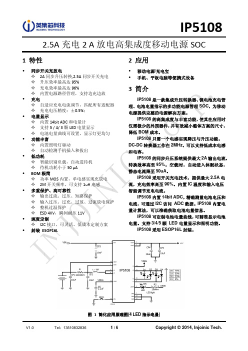 IP5109,IP5108,IP5206,IP5105 移动电源5合一芯片介绍