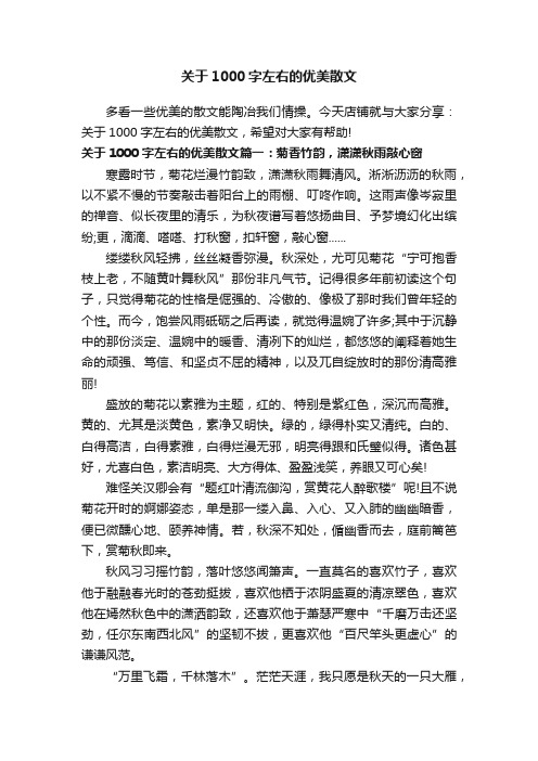 关于1000字左右的优美散文