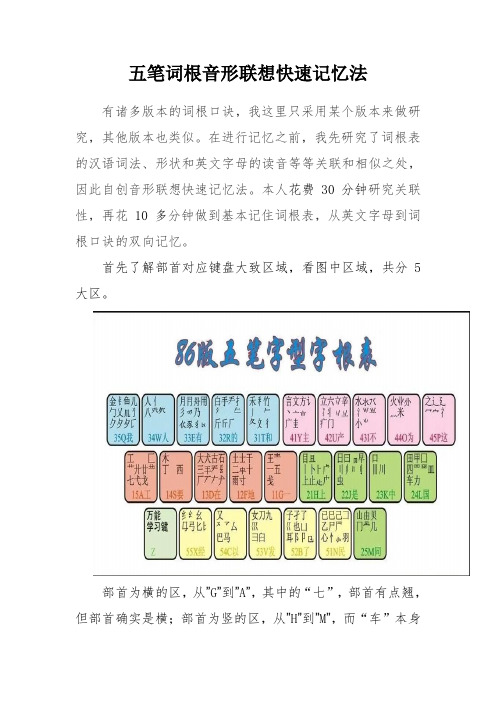 五笔词根音形联想40分钟快速记忆法