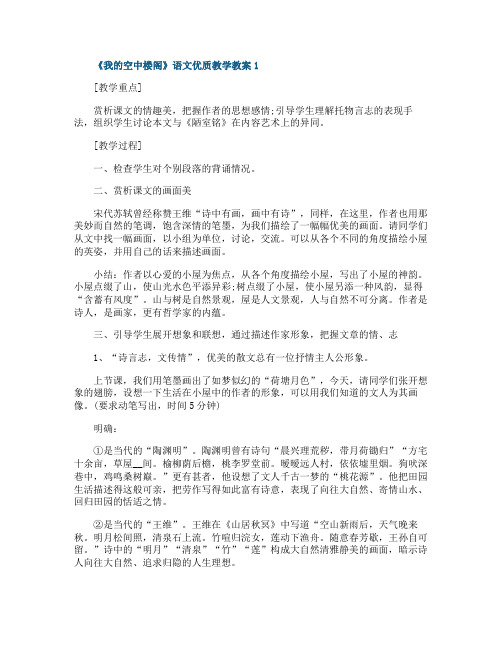 《我的空中楼阁》语文优质教学教案