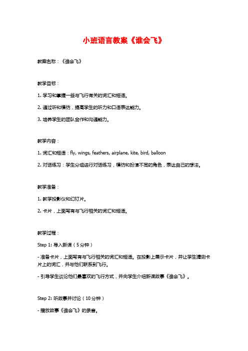 小班语言教案《谁会飞》 (2)