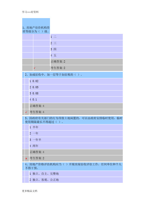 房地产估价师继续教育考试汇编