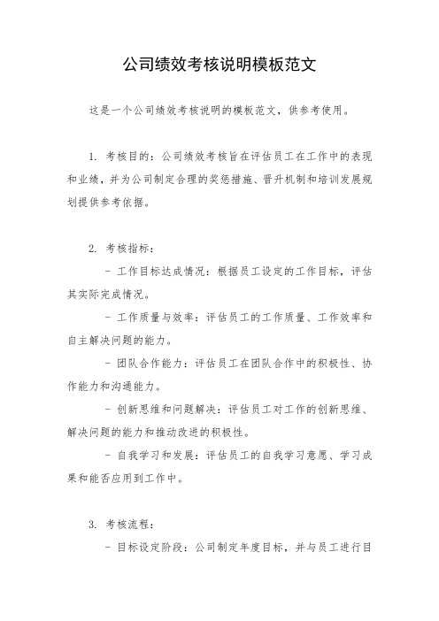 公司绩效考核说明模板范文