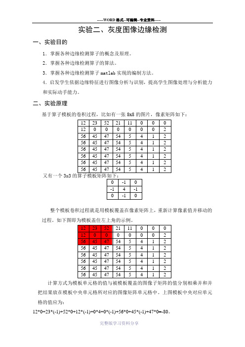 实验二、灰度图像边缘检测