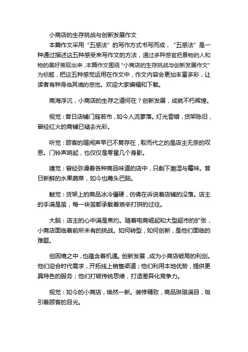 小商店的生存挑战与创新发展作文