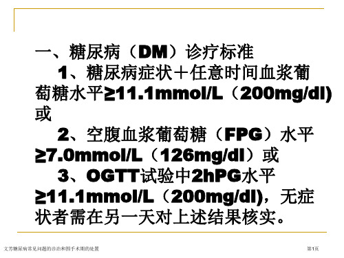 文芳糖尿病常见问题的诊治和围手术期的处置