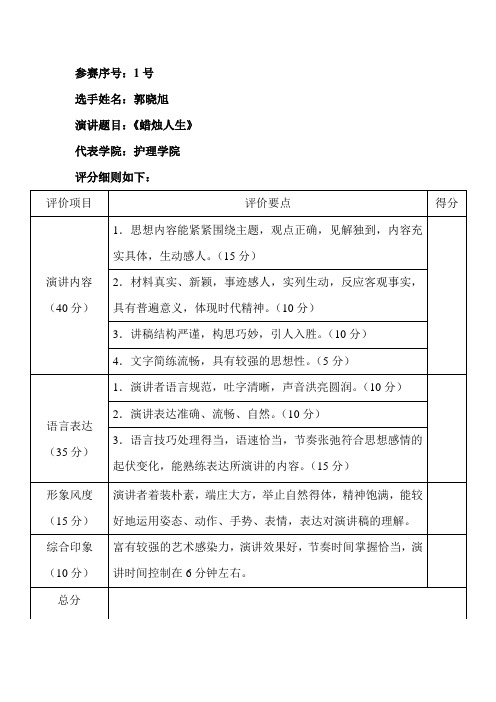 演讲比赛评分表1