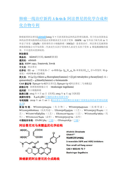 肺癌一线治疗新药Afatinib阿法替尼的化学合成和化合物专利