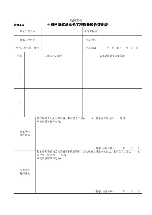 3表634.6土料吹填筑堤单元工程质量验收评定表